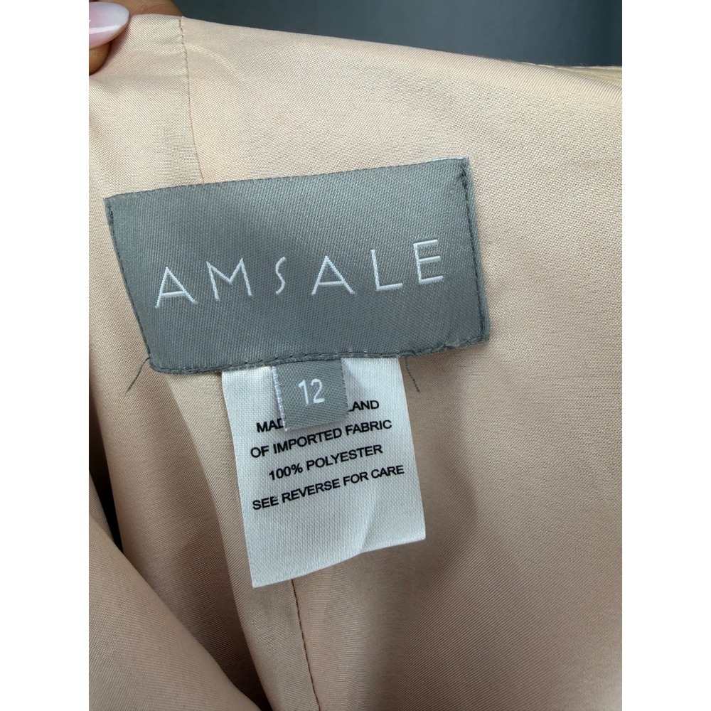 Amsale Womens Blush Pink Satin V-Neck Open Back Formal Gown Dress GB140S Size 12 - Picture 5 of 9